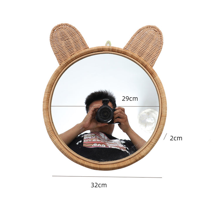 Round Wall Mirror with Rattan Design Kalsten