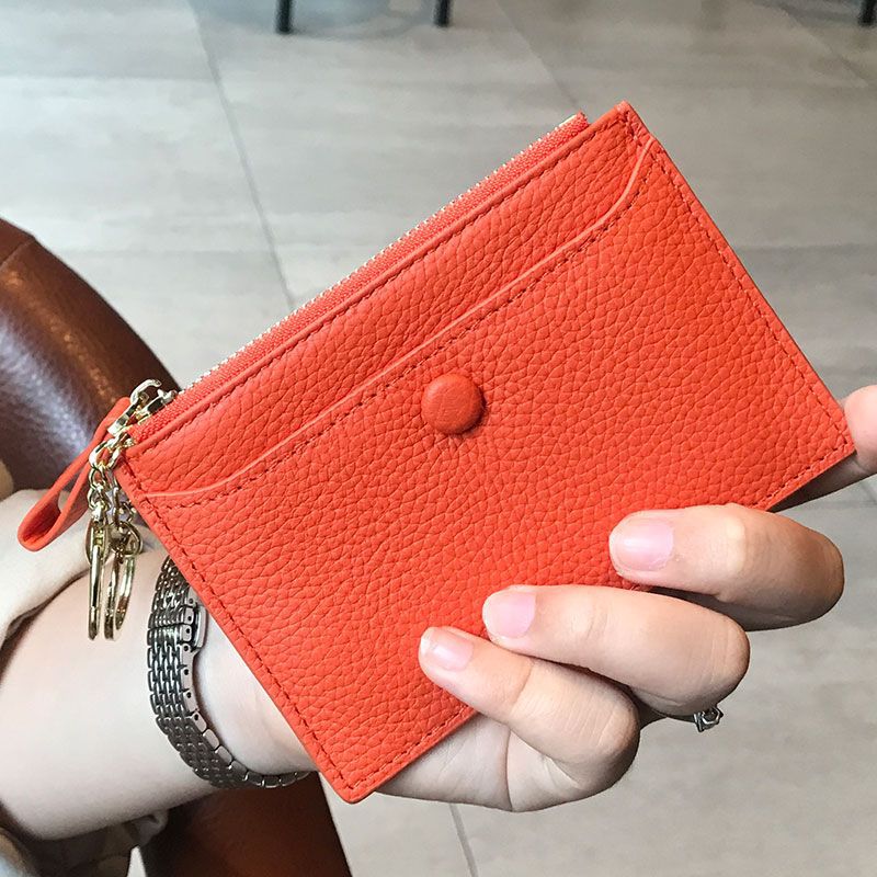 Textured  Leather Zip Card Holder Kalsten