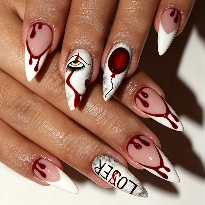 Creative nail art set with bloody and spooky designs Kalsten