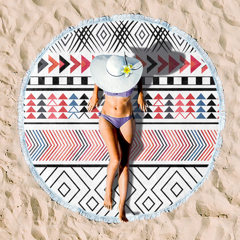 Rund beach towel with unique ethnic pattern Kalsten