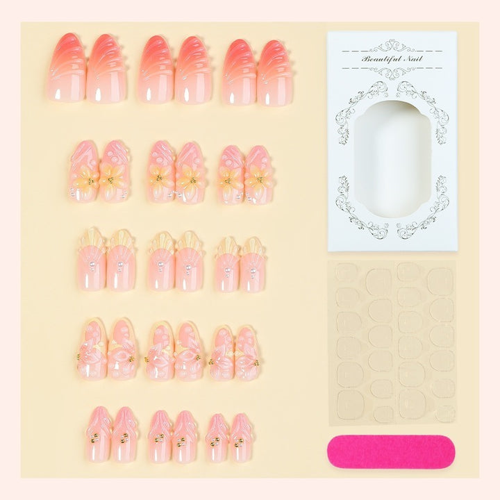 Elegant artificial nail set with floral and glamorous accents Kalsten