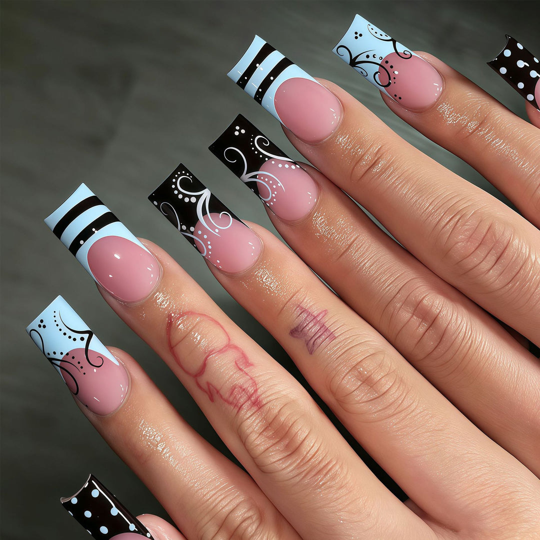 Decorative Long Press-On Nail Art Tips Kalsten