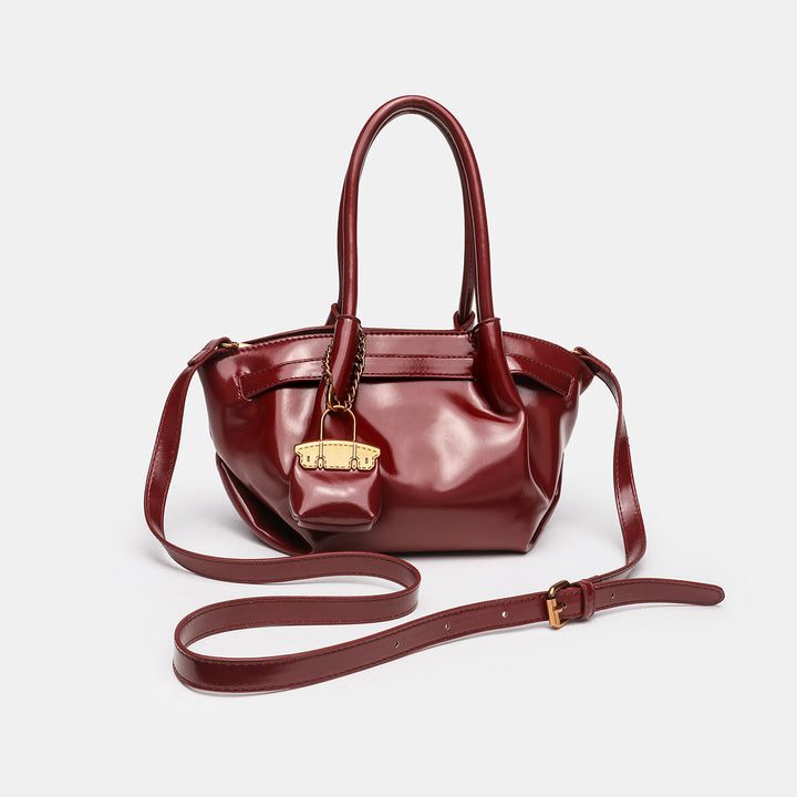 Chic Structured Handheld Satchel with Lock Detail