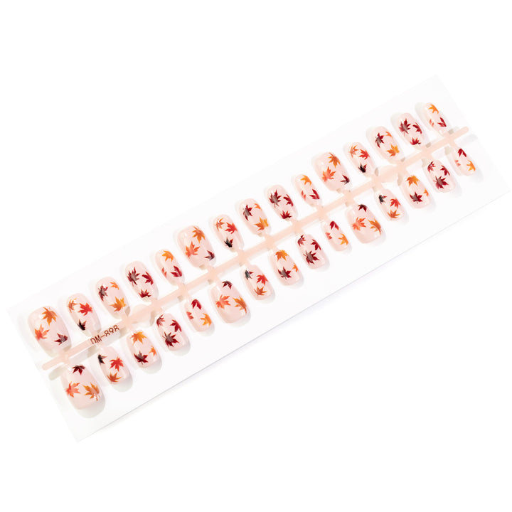 Autumn-Inspired Leaf Pattern Press-On Nail Art Kalsten