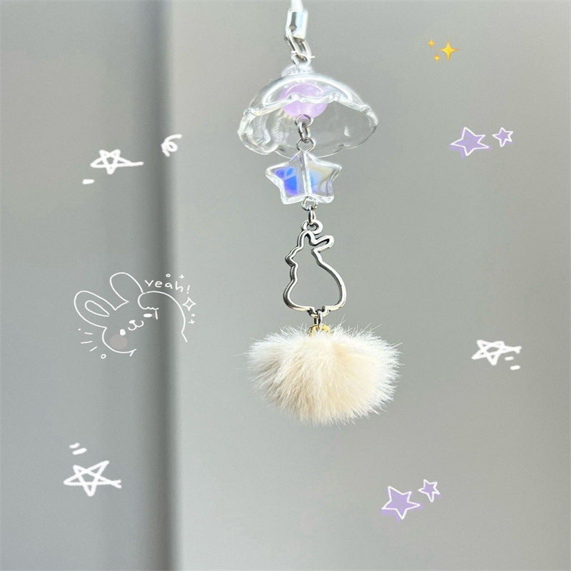 Cute Bunny-Themed Faux Fur Keychain Kalsten