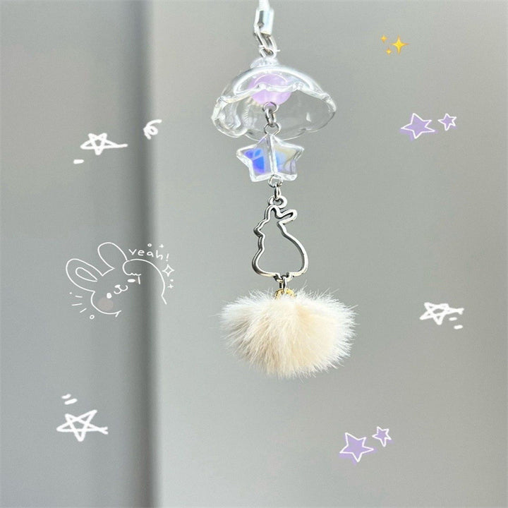 Cute Bunny-Themed Faux Fur Keychain Kalsten