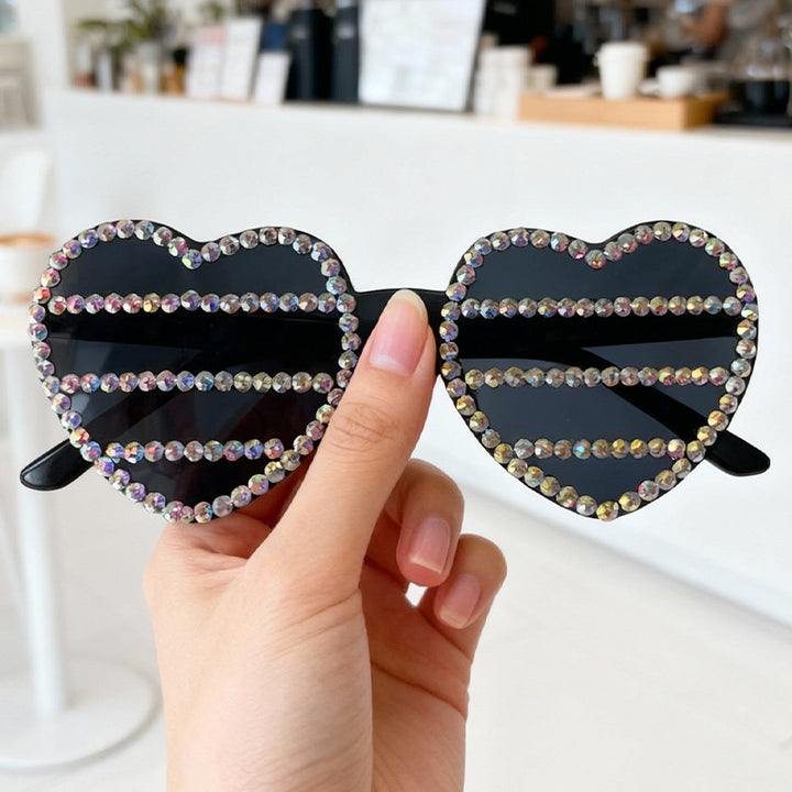 Decorative Rhinestone-Embellished Heart-Shaped Sunglasses Kalsten 1787141270