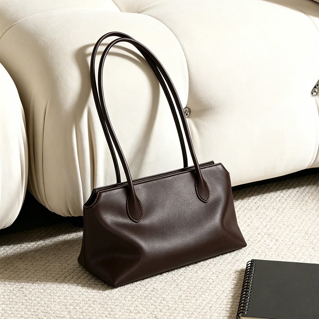Slim Minimalist Shoulder Tote Bag with Long Straps