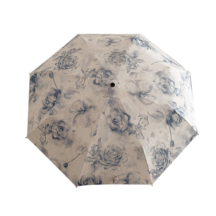 Ladies Foldable Umbrella with Floral Patterns and Carry Bag Kalsten
