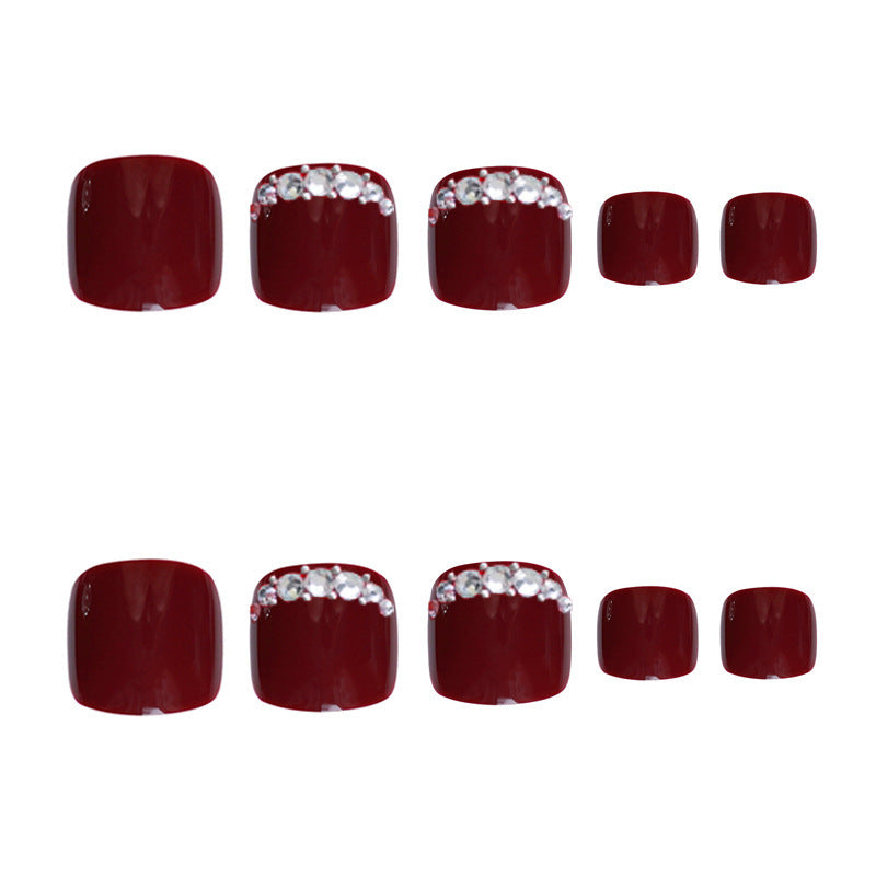 Glossy Press-On Nail Art Set with Rhinestone Accents Kalsten