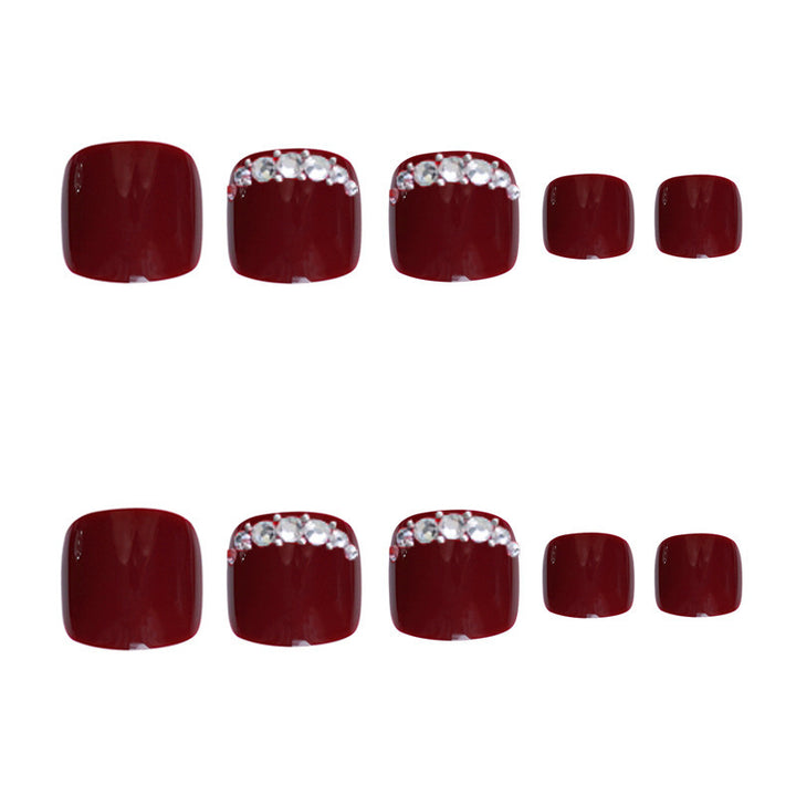 Glossy Press-On Nail Art Set with Rhinestone Accents Kalsten