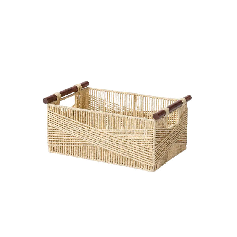 Handwoven Storage Basket with Wooden Handles Kalsten