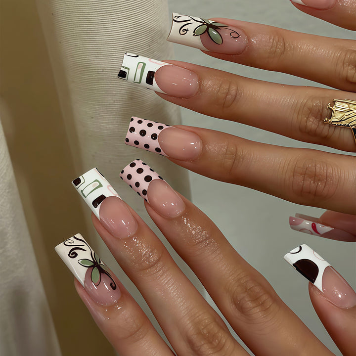 Decorative Long Press-On Nail Art Tips Kalsten
