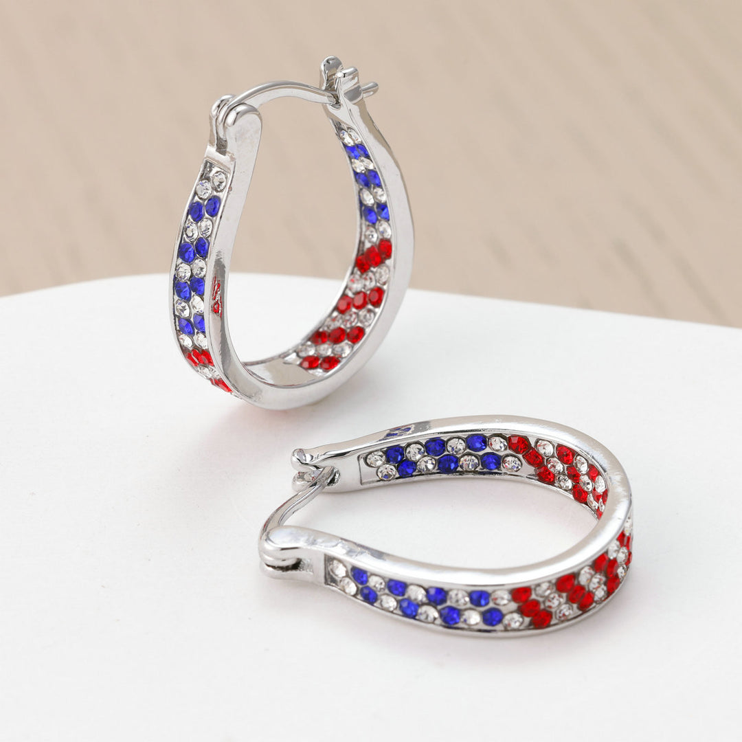Ladies nano curved clip-on earrings with dense rhinestone embellishment and polished metal alloy Kalsten