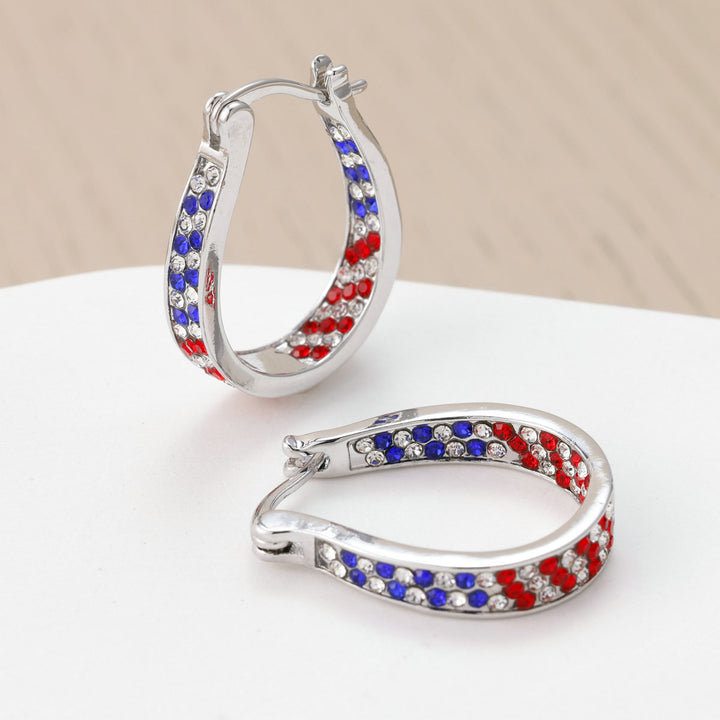 Ladies nano curved clip-on earrings with dense rhinestone embellishment and polished metal alloy Kalsten
