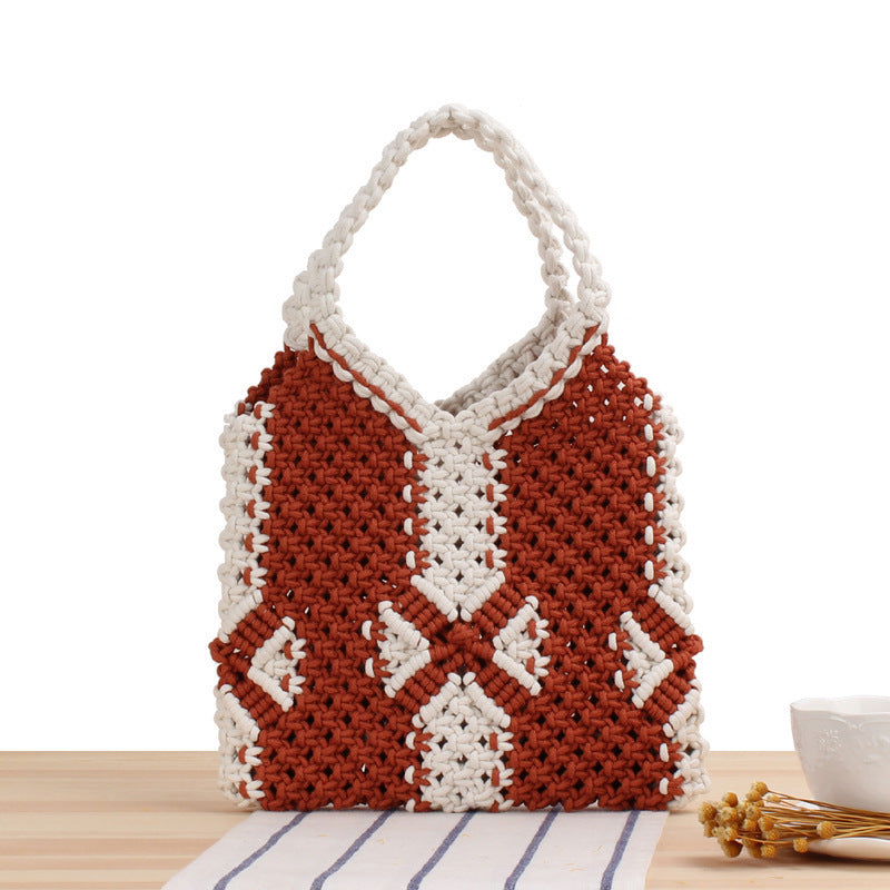 Hand-knotted tote bag in modern style Kalsten