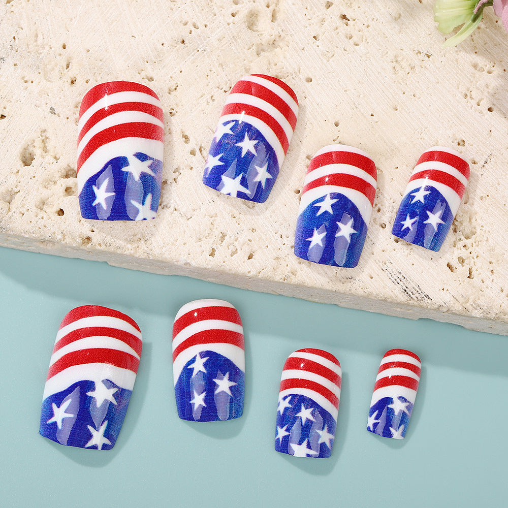 Artificial nails in patriotic Stars and Stripes design Kalsten
