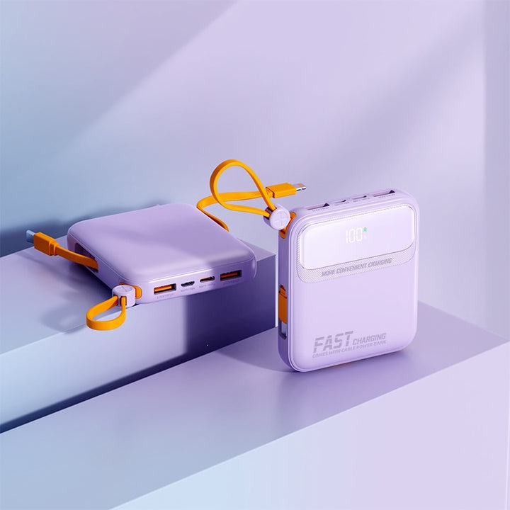 Portable power bank with integrated charging cable and digital display Kalsten