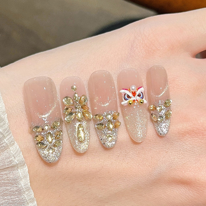 Decorative Rhinestone Floral Press-On Nail Set Kalsten