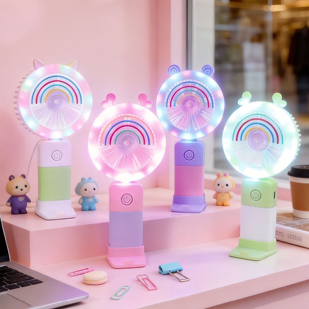 Women's Portable LED Hand Fan with Creative Light Effects Kalsten