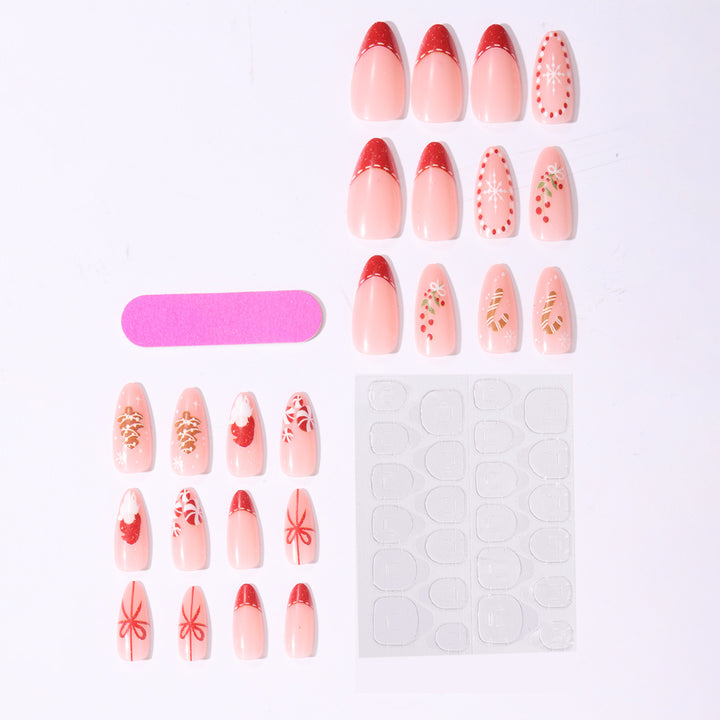 Artificial nail set with festive motifs and glitter accents Kalsten