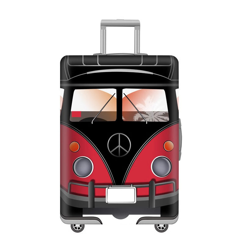 Unisex nan elastic motif suitcase cover made of stretchable polyester with handle and wheel openings Kalsten