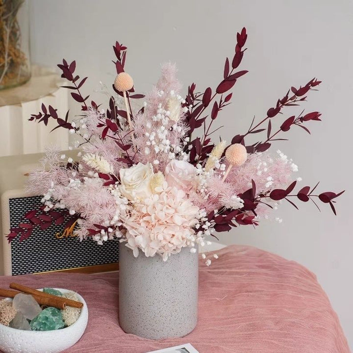 Dried Floral Arrangement in Modern Decorative Vase