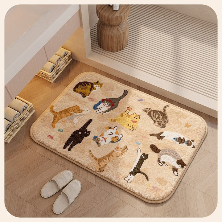 Playful Cat-Themed Soft Bath Mat