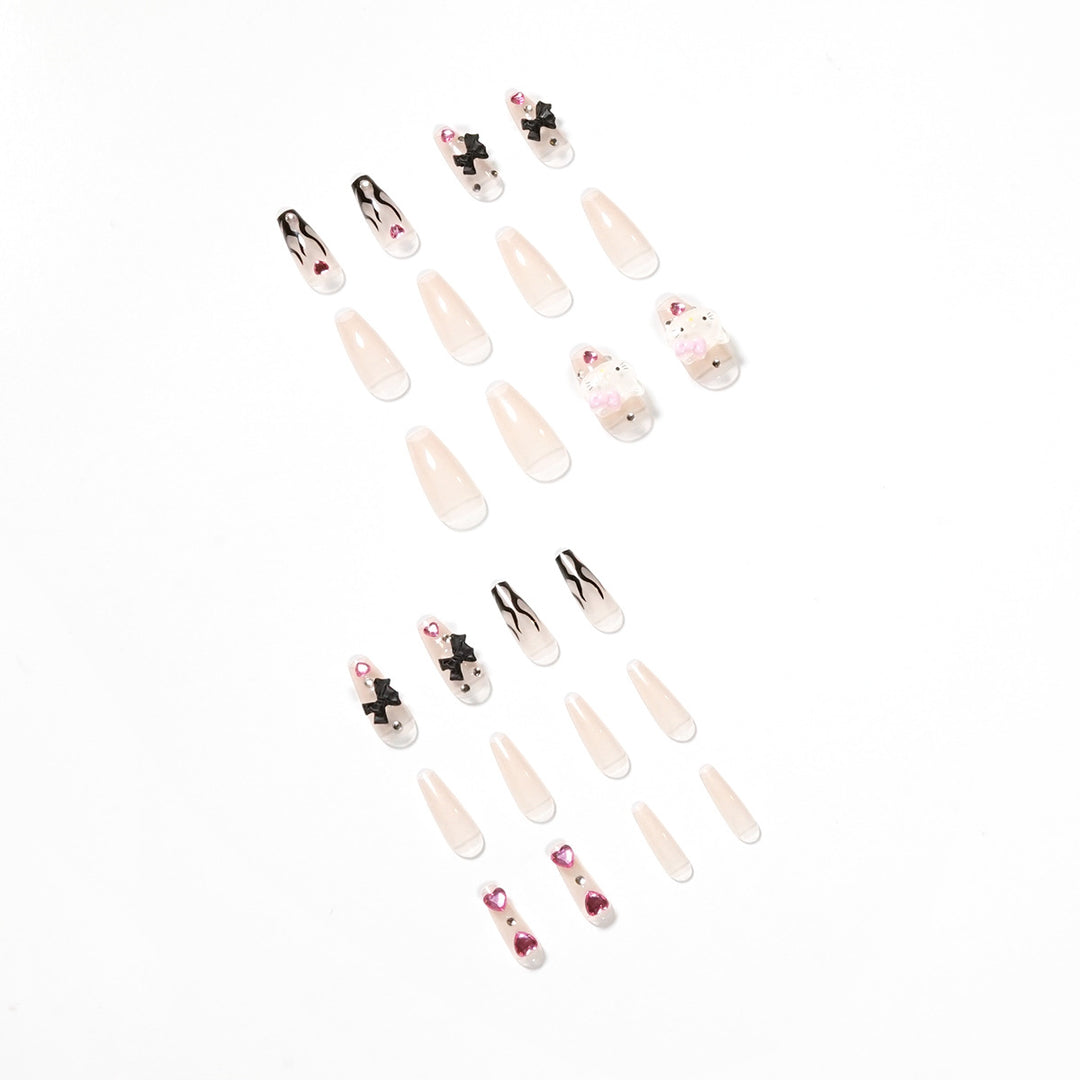 Artful nail extensions with Hello Kitty and floral accents Kalsten