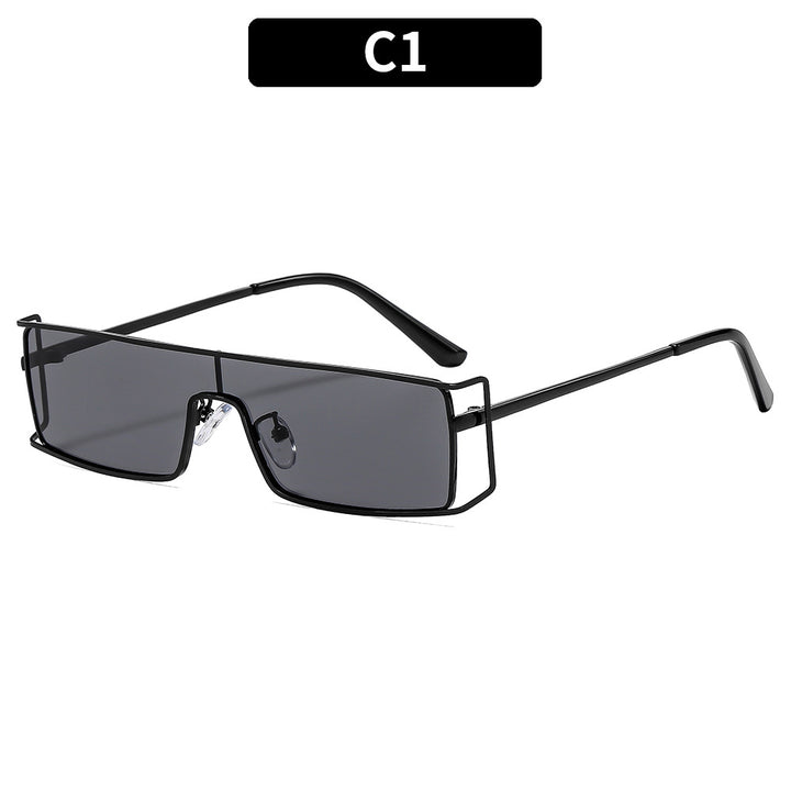 Geometric Shield Sunglasses with Luxurious Metal Accents