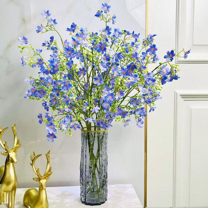 Artificial Floral Arrangement with Decorative Glass Vase