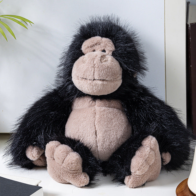 Plush Sitting Gorilla Toy with Long Faux Fur and Soft Bean-Fill Kalsten