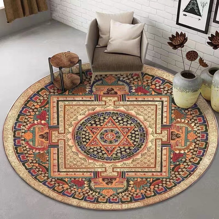 Round Geometric Pattern Area Rug