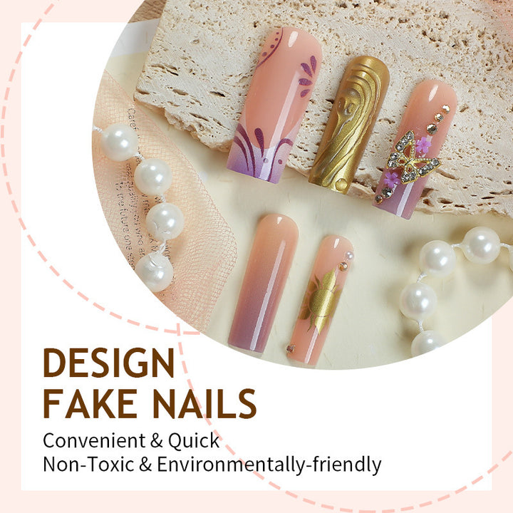 Artificial nail set with delicate flower and glitter accents Kalsten