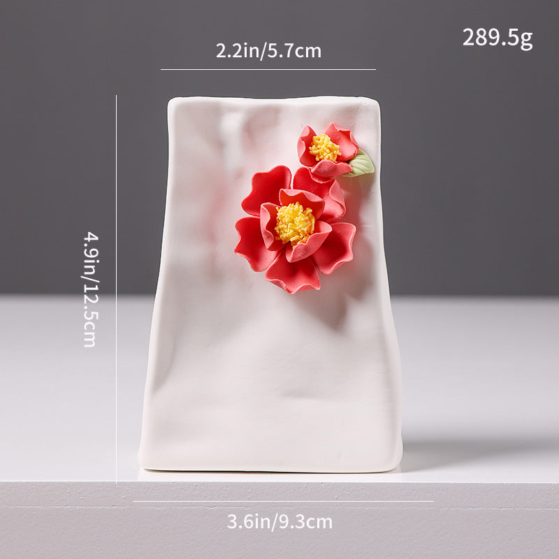 Decorative Floral Relief Ceramic Vase Kalsten