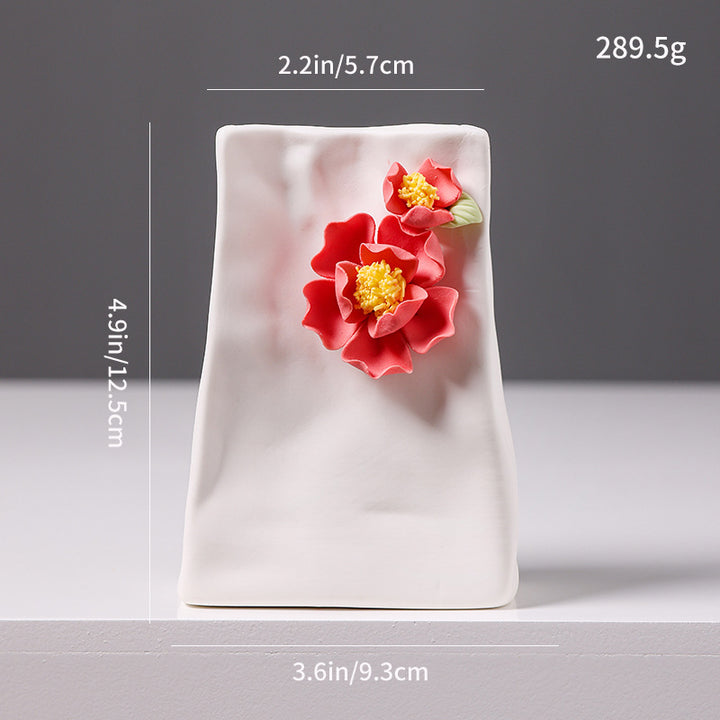 Decorative Floral Relief Ceramic Vase Kalsten