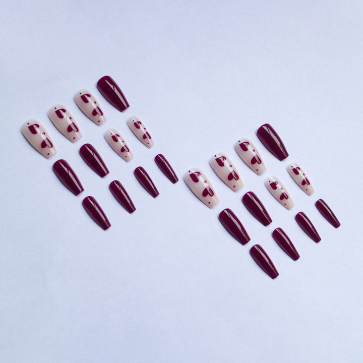 Artistic Heart-Themed Gel Nail Set
