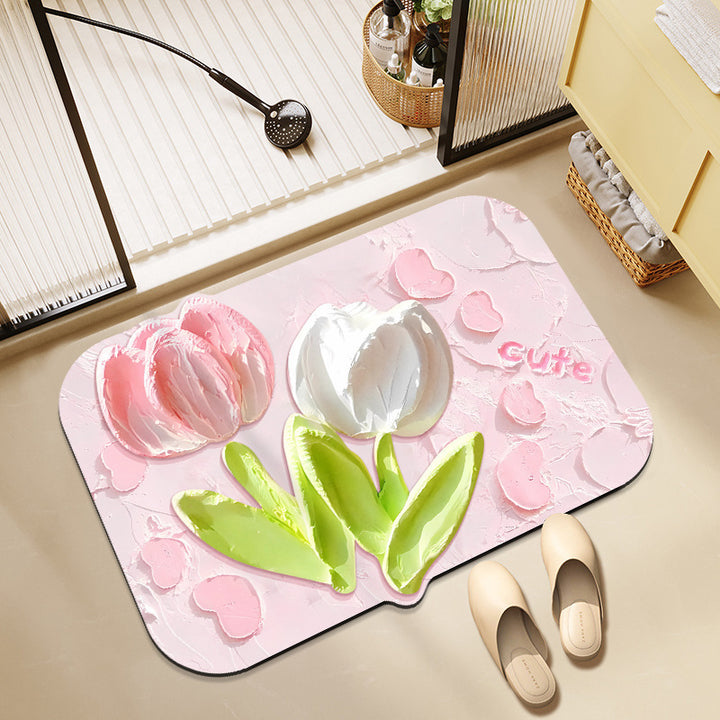 Floral-Themed Memory Foam Bath Mat