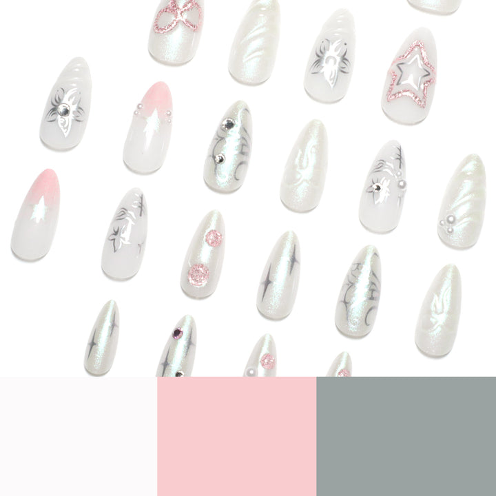 Artistic nail extensions with shiny embellishments Kalsten