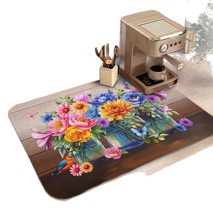 Floral Printed Kitchen Mat Kalsten
