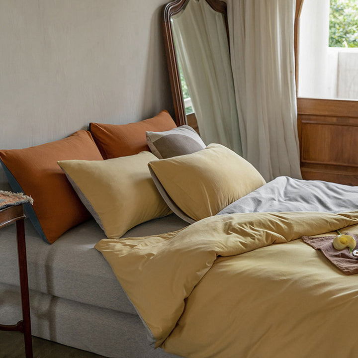 Reversible bedding set made of cotton-linen with skin-friendly, breathable structure
