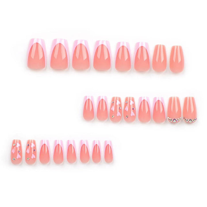 Elegant Long Press-On Nail Set with Rhinestone Accents Kalsten