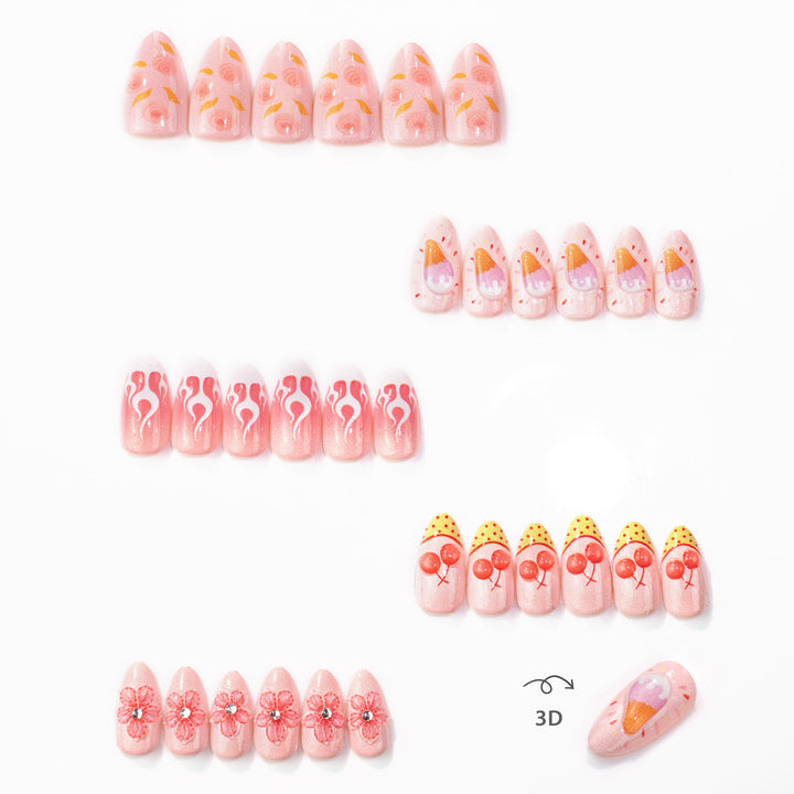 Artistic Dessert-Themed Press-On Nail Set