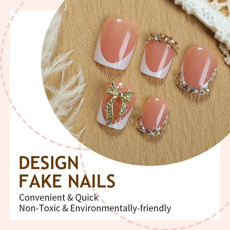 Artificial nail set with elegant glitter and flower decorations Kalsten
