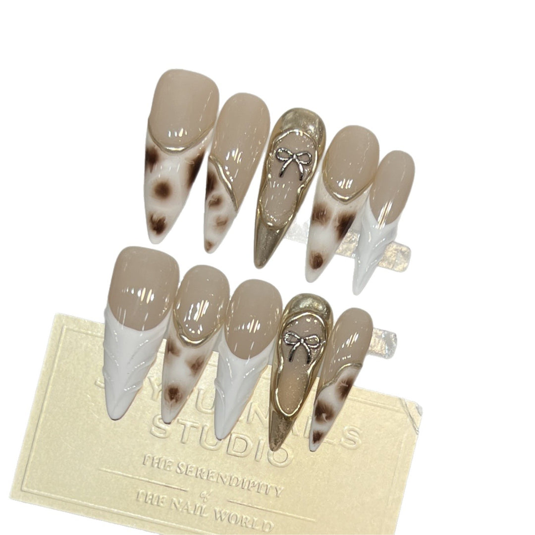 Decorative Stiletto Press-On Nail Art Set with Unique Design Elements Kalsten