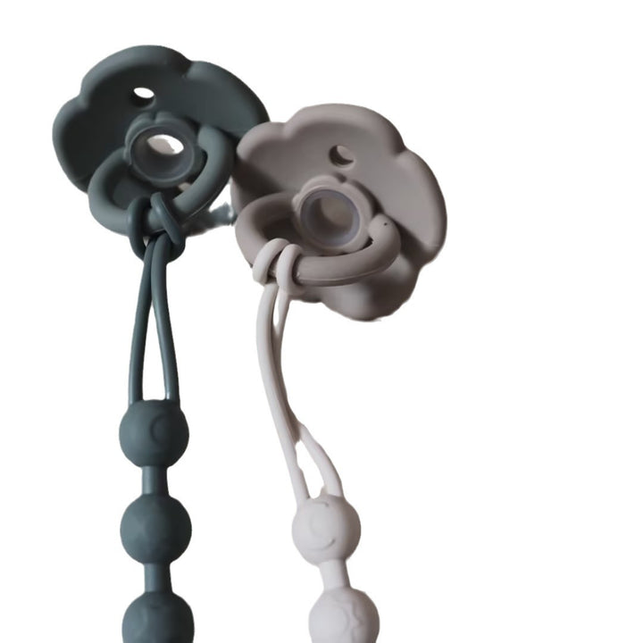 Silicone Beaded Pacifier Lanyard with Wooden Safety Clip