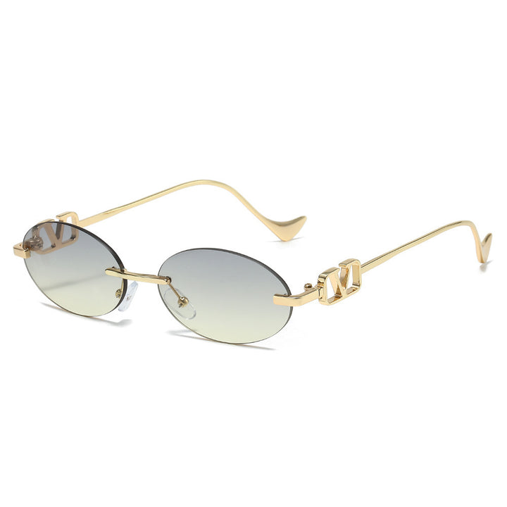 Stylish Oval Frame Sunglasses with Decorative Accents Kalsten