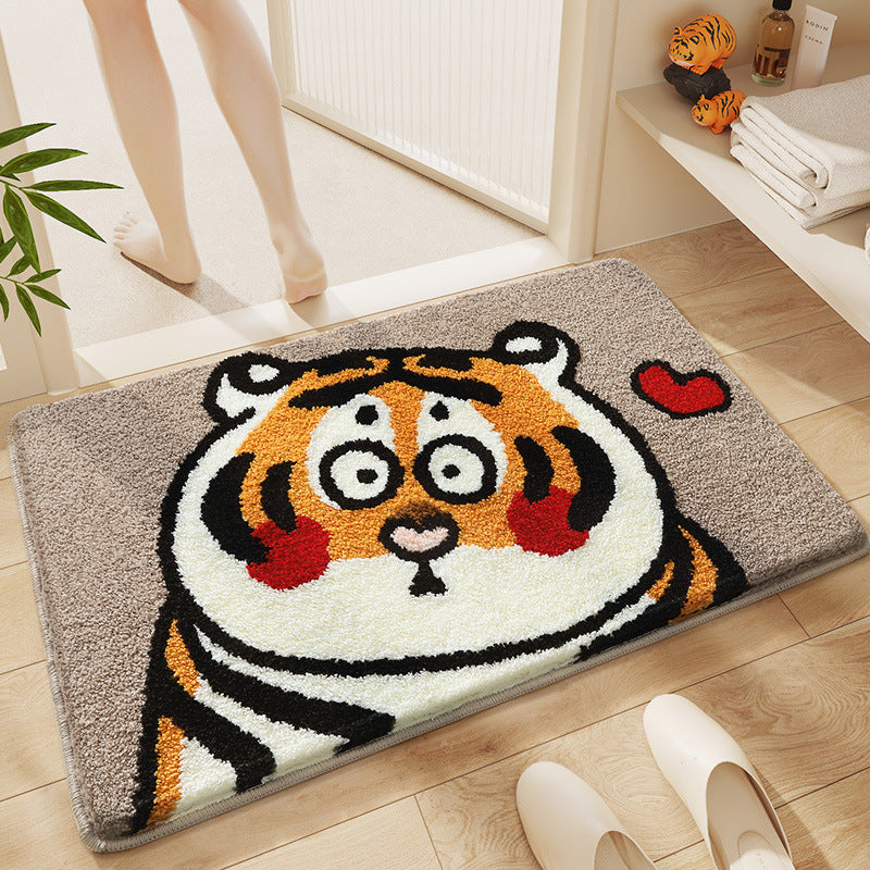 Playful Cartoon Tiger Bath Mat Kalsten