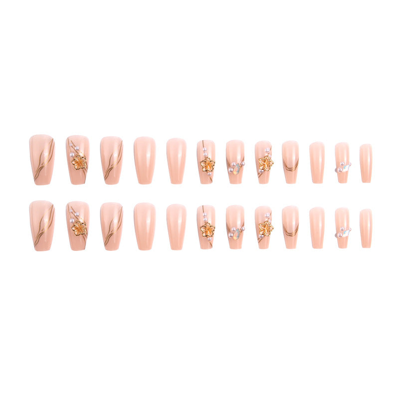 Artificial nail set with elegant floral and luxurious decorations Kalsten