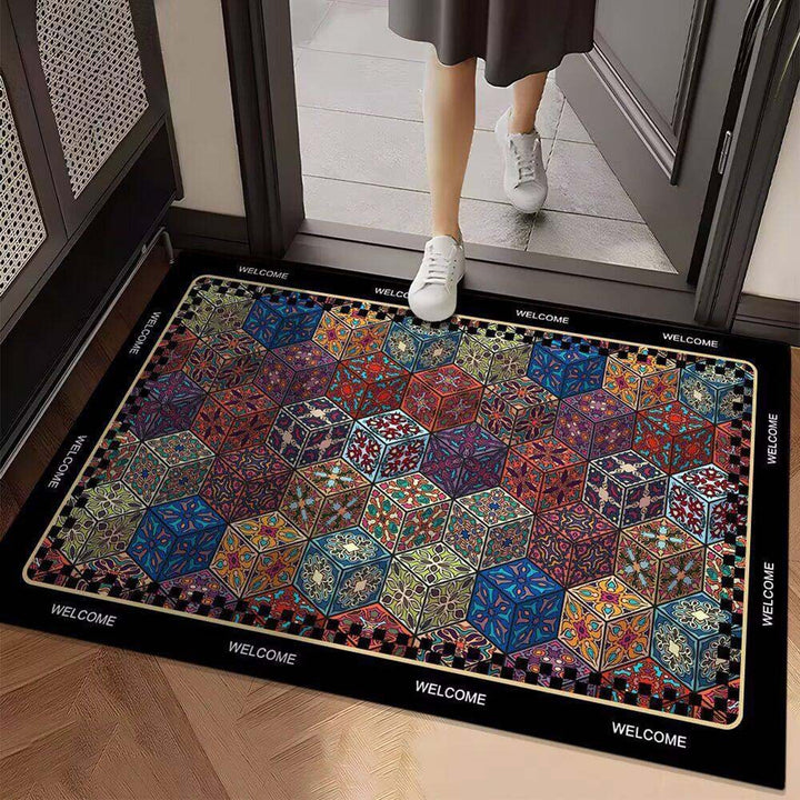 Vibrant Geometric Design Entrance Mat